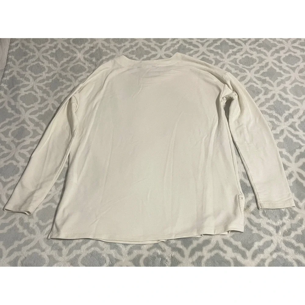 Banana Republic Mens Cream Long Sleeve Crew Neck Relaxed Fit Top Medium